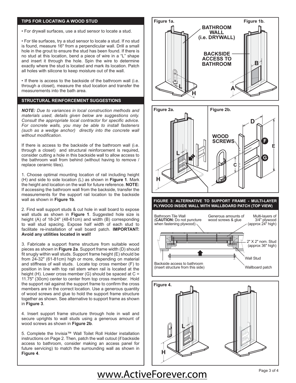 Activeforever Invisia Collection Toilet Paper Dispenser with Integrated Support Rail User Manual | Page 3 / 4