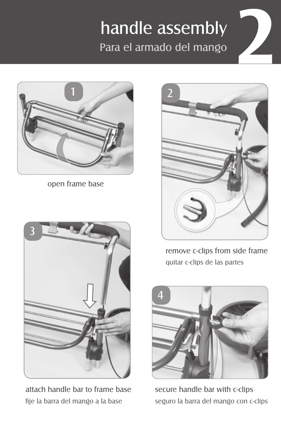 Handle assembly | Activeforever Carex Mobilator Rollator User Manual | Page 3 / 6