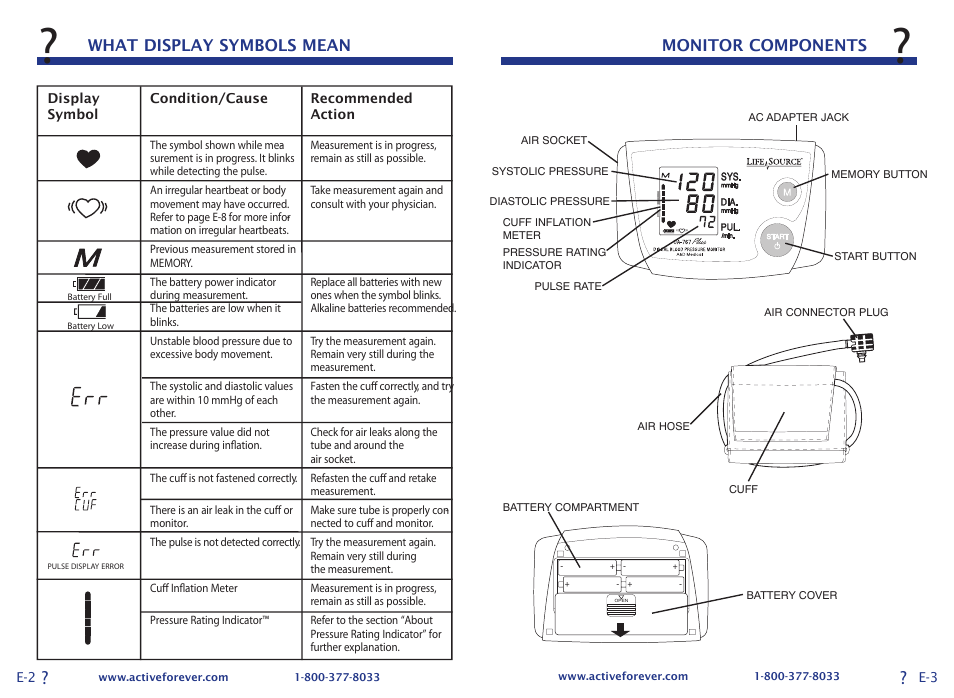 Err cuf p-3 | Activeforever LifeSource UA-767 Plus Digital Blood Pressure Monitor (Medium Cuff) User Manual | Page 4 / 13