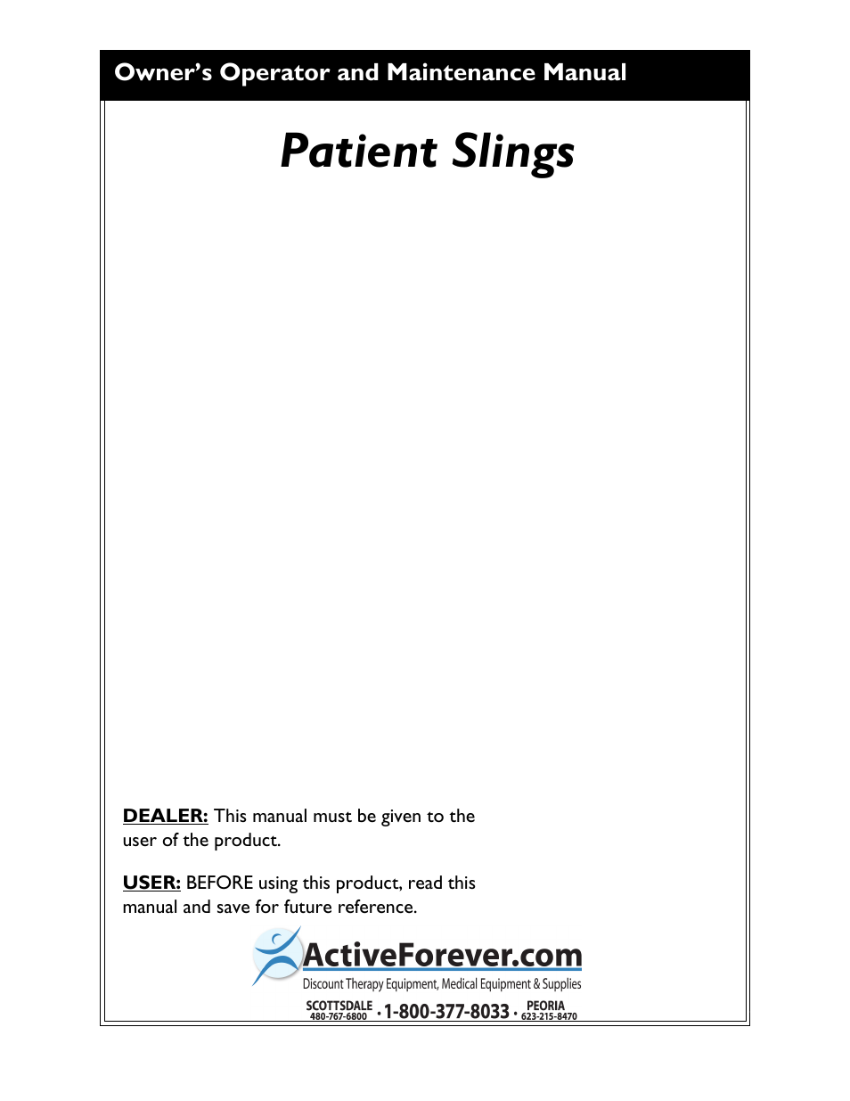Activeforever Invacare Standard Patient Lift Sling User Manual | 24 pages