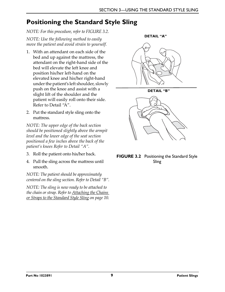 Positioning the standard style sling | Activeforever Invacare Standard Patient Lift Sling User Manual | Page 9 / 24