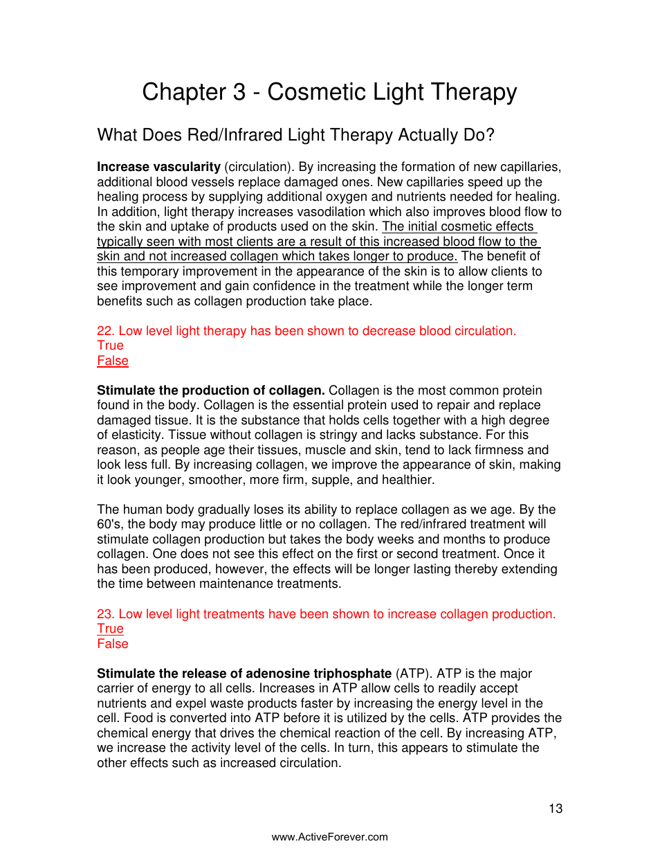 Chapter 3 - cosmetic light therapy, What does red/infrared light therapy actually do | Activeforever Quasar MD Plus Advanced Light Therapy Device User Manual | Page 13 / 30
