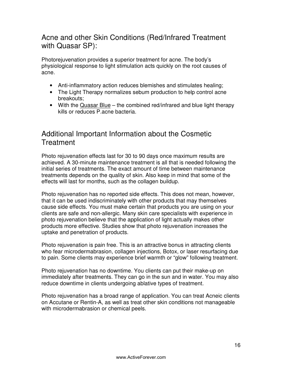 Activeforever Quasar MD Plus Advanced Light Therapy Device User Manual | Page 16 / 30