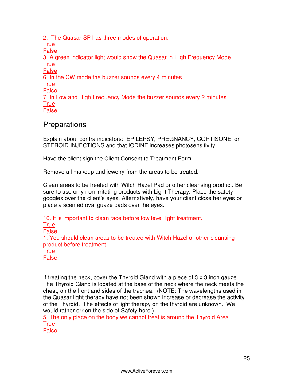 Preparations | Activeforever Quasar MD Plus Advanced Light Therapy Device User Manual | Page 25 / 30