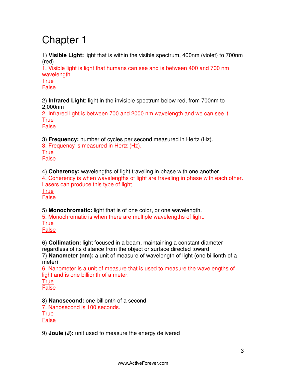 Chapter 1 | Activeforever Quasar MD Plus Advanced Light Therapy Device User Manual | Page 3 / 30