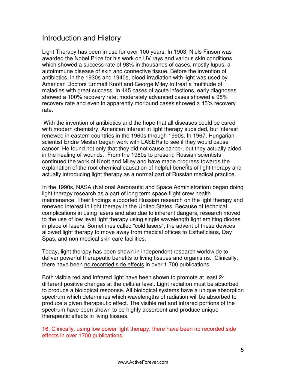 Introduction and history | Activeforever Quasar MD Plus Advanced Light Therapy Device User Manual | Page 5 / 30