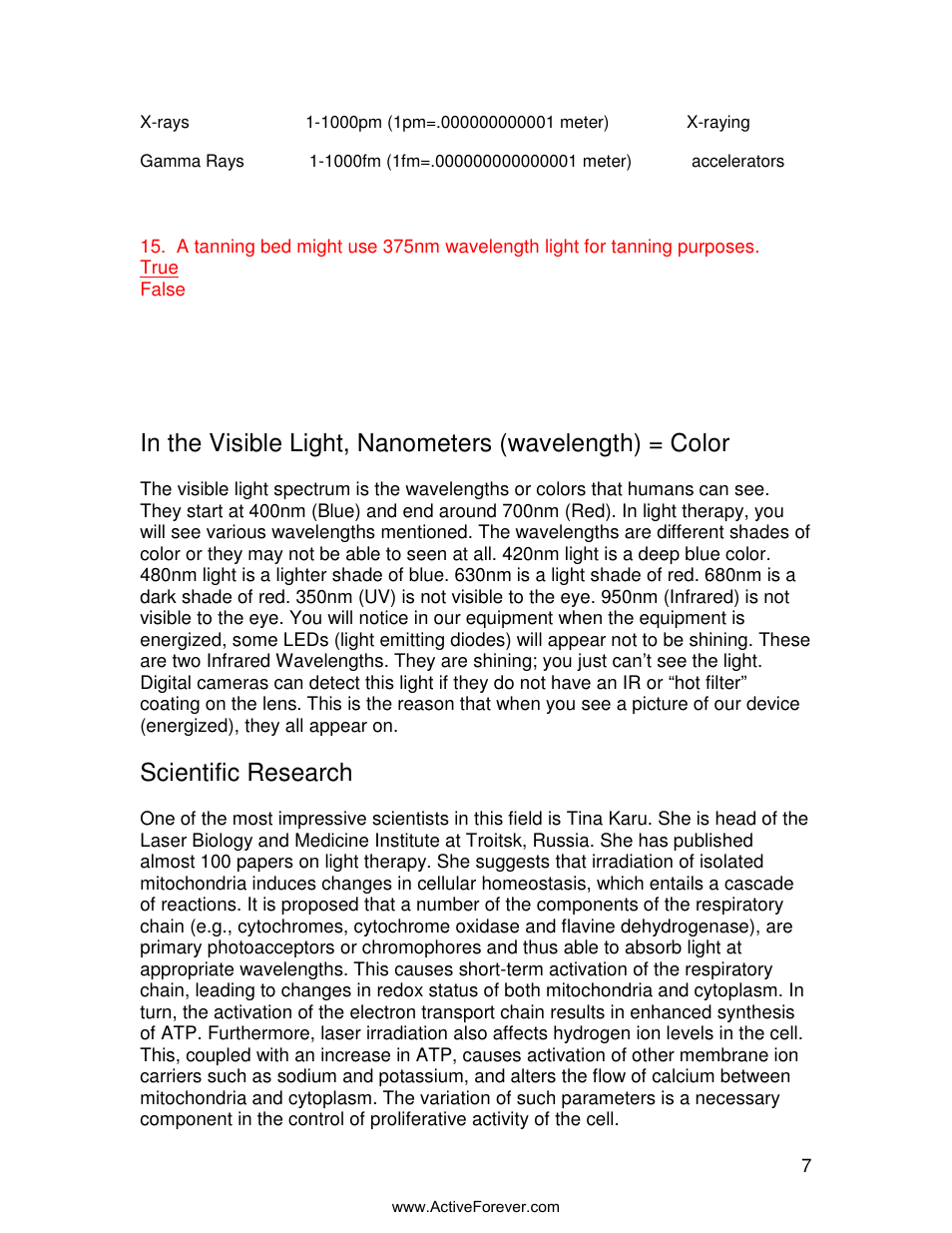 Scientific research | Activeforever Quasar MD Plus Advanced Light Therapy Device User Manual | Page 7 / 30