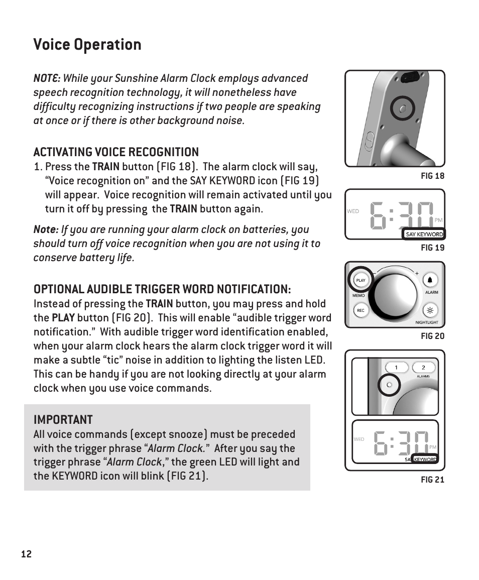 Voice operation | Innotech Systems Sunshine User Manual | Page 12 / 16