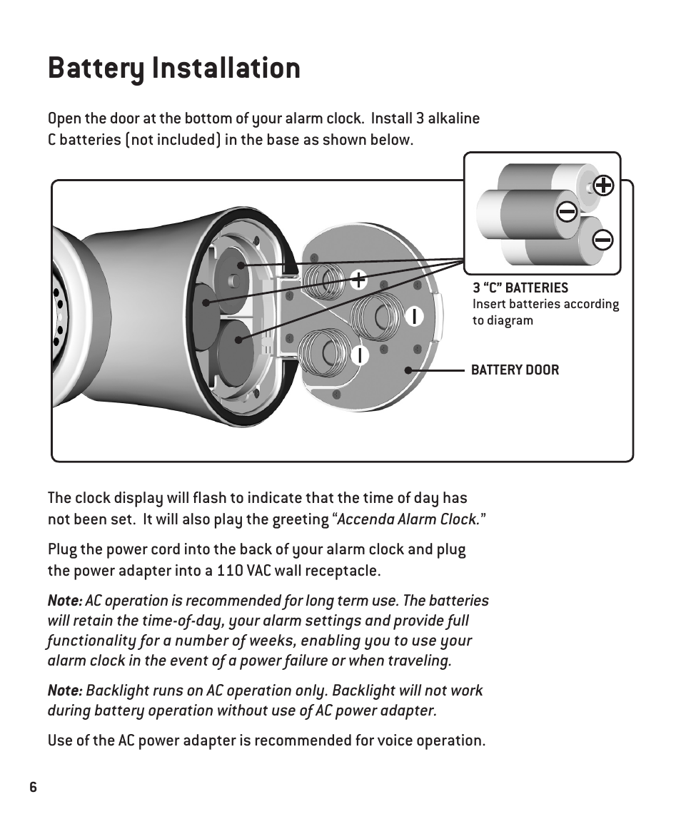 Battery installation | Innotech Systems Sunshine User Manual | Page 6 / 16