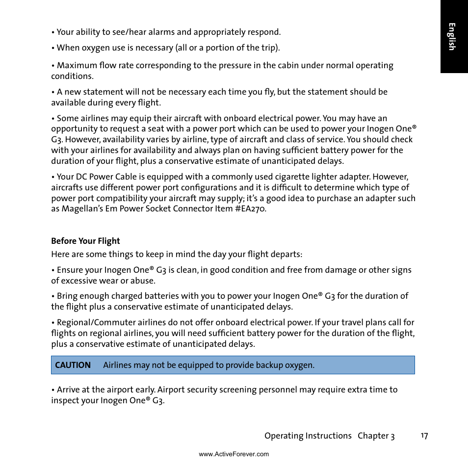 Activeforever Inogen One G3 Portable Oxygen Concentrator User Manual | Page 21 / 46