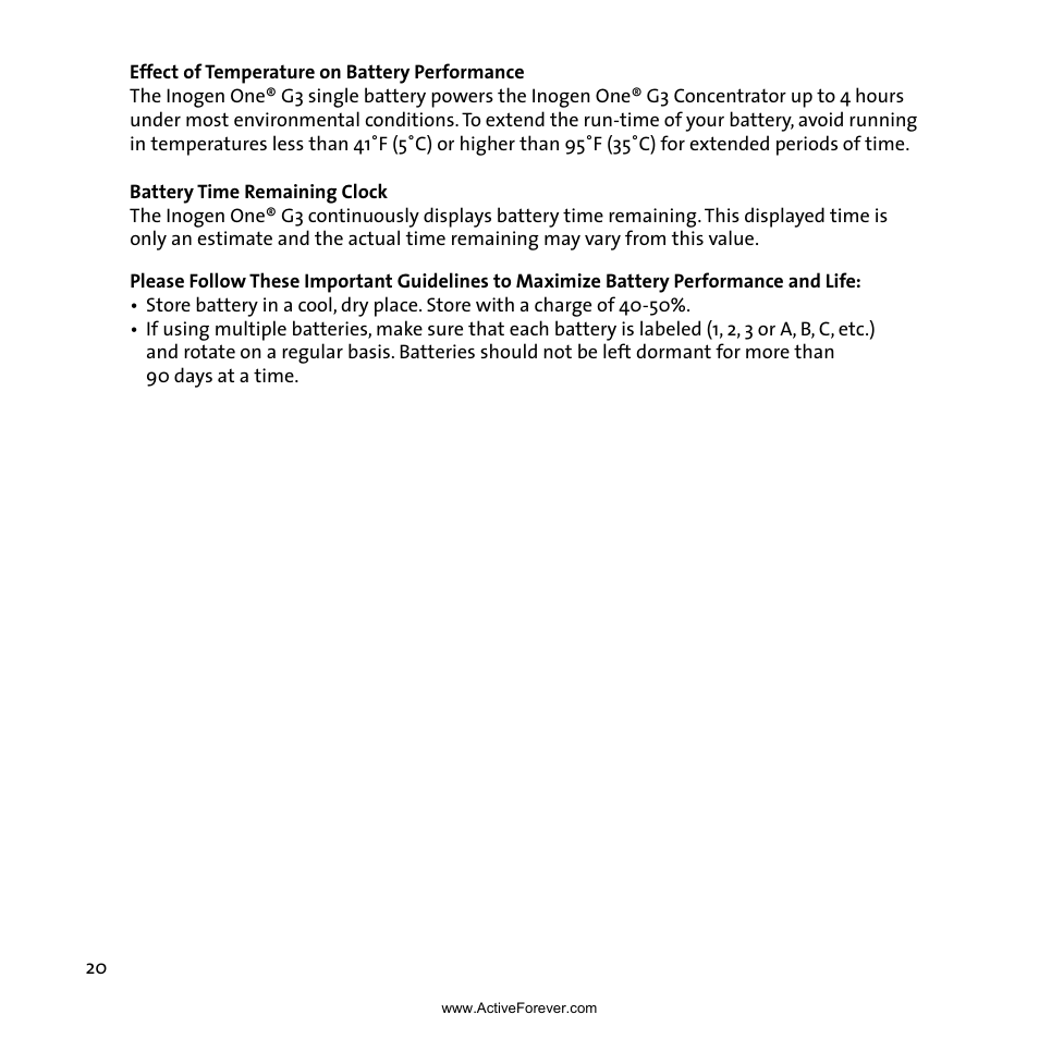 Activeforever Inogen One G3 Portable Oxygen Concentrator User Manual | Page 24 / 46