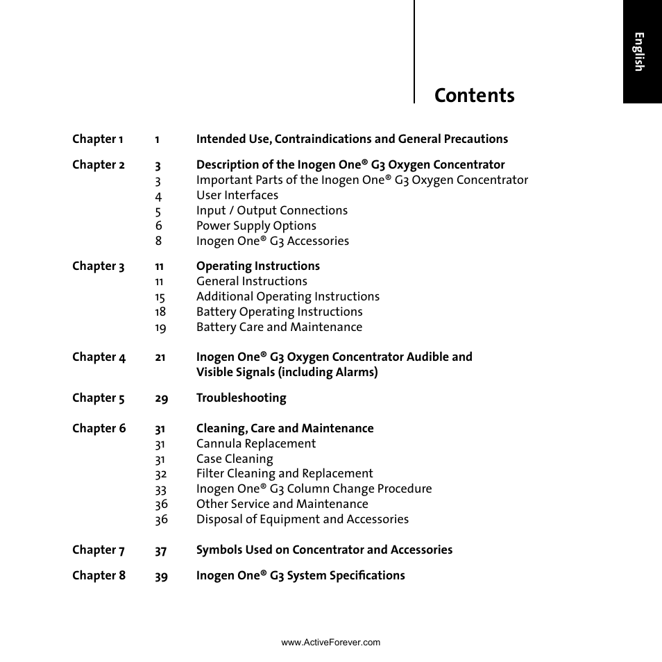 Activeforever Inogen One G3 Portable Oxygen Concentrator User Manual | Page 3 / 46