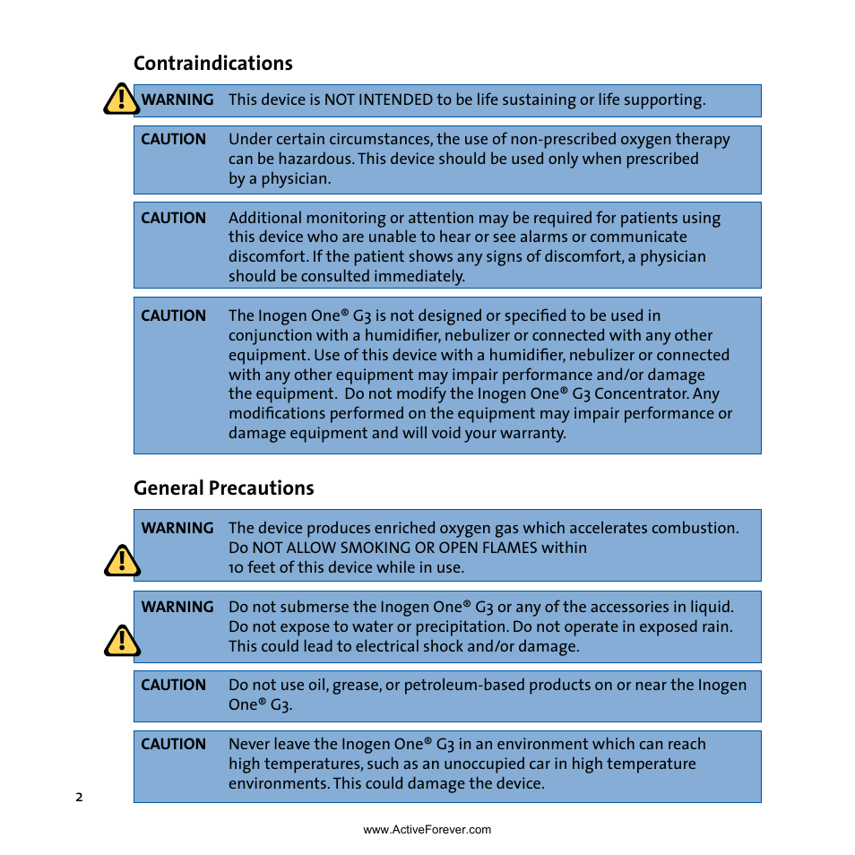 Activeforever Inogen One G3 Portable Oxygen Concentrator User Manual | Page 6 / 46