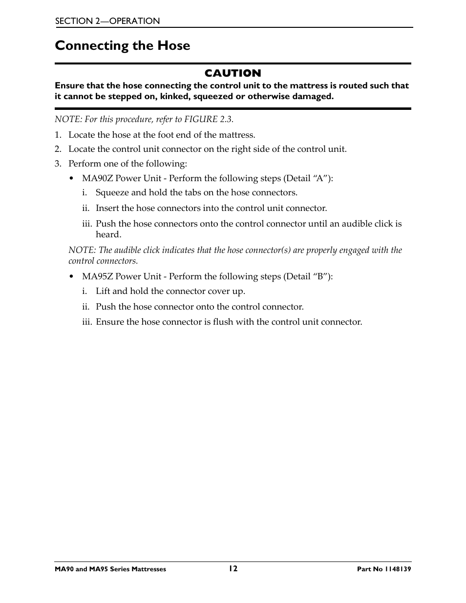Connecting the hose | Activeforever Invacare microAIR Lateral Alternating Pressure Mattress & Compressor (microAIR Mattress with Compressor 36 x 80 x 15) User Manual | Page 12 / 26