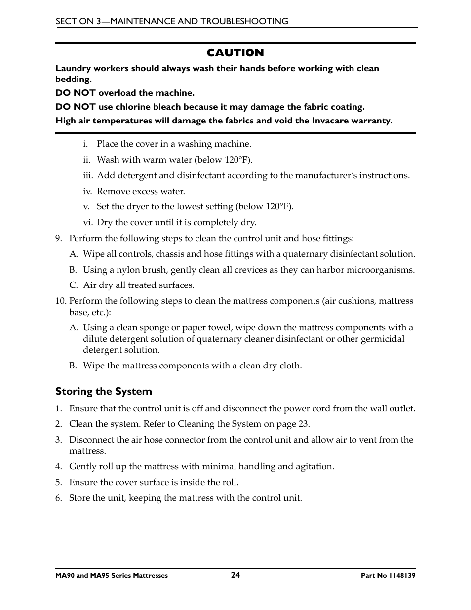 Storing the system | Activeforever Invacare microAIR Lateral Alternating Pressure Mattress & Compressor (microAIR Mattress with Compressor 36 x 80 x 15) User Manual | Page 24 / 26