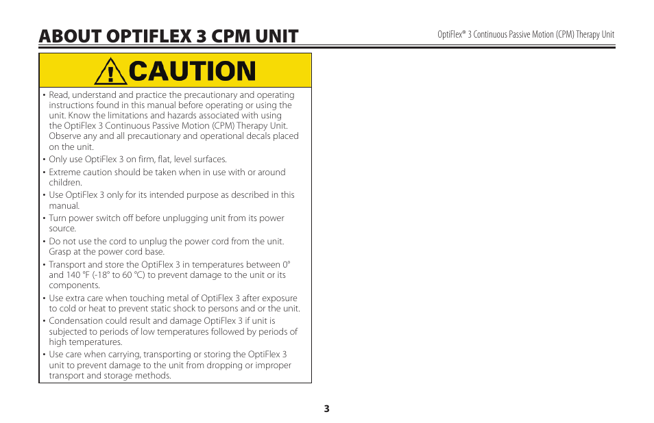 About optiflex 3 cpm unit | Activeforever OptiFlex 3 Knee CPM (OptiFlex3 Knee CPM) User Manual | Page 6 / 23