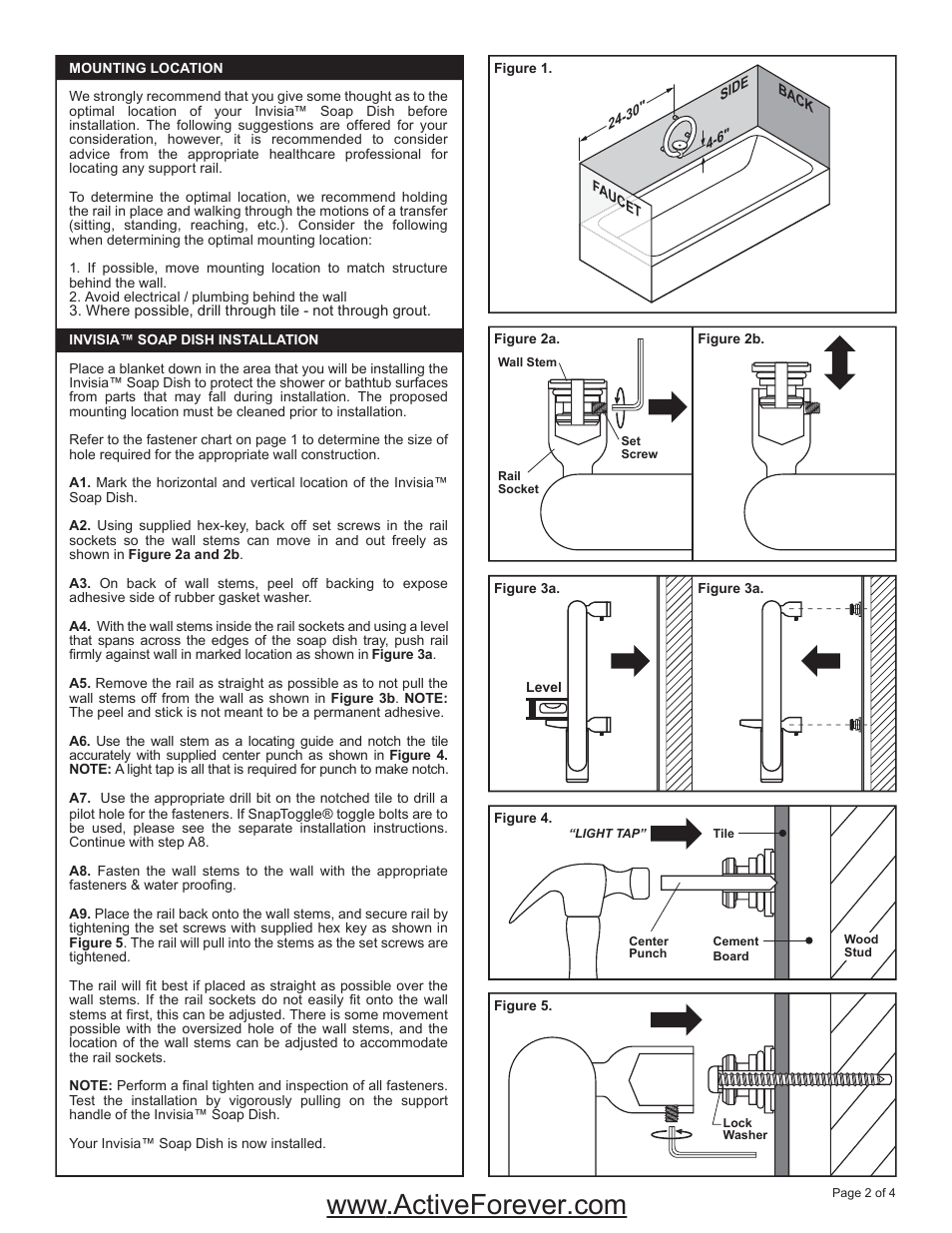 Activeforever Invisia Collection Soap Dish with Integrated Support Rail User Manual | Page 2 / 4