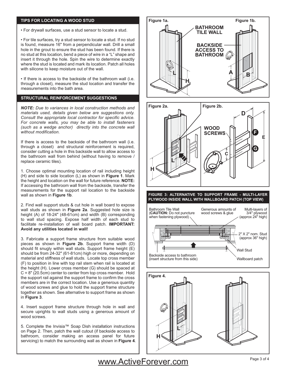 Lh b a | Activeforever Invisia Collection Soap Dish with Integrated Support Rail User Manual | Page 3 / 4