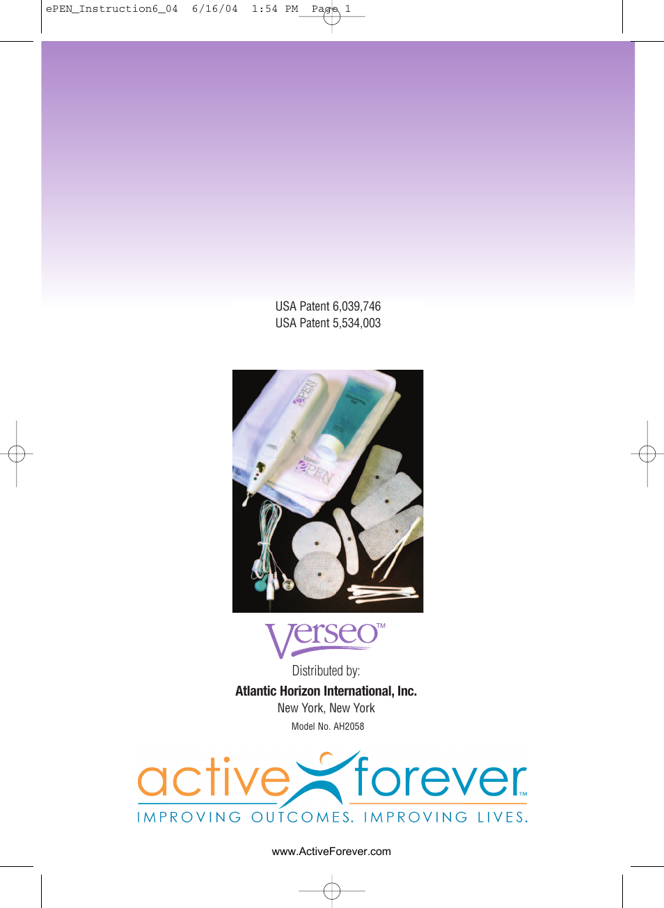 Activeforever Verseo ePen Permanent Hair Removal System User Manual | 15 pages