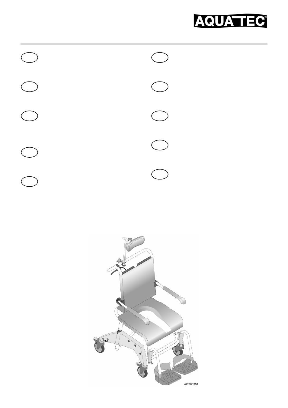 Activeforever Aquatec OceanVIP Tilt-In-Space Shower Commode Chair User Manual | 10 pages