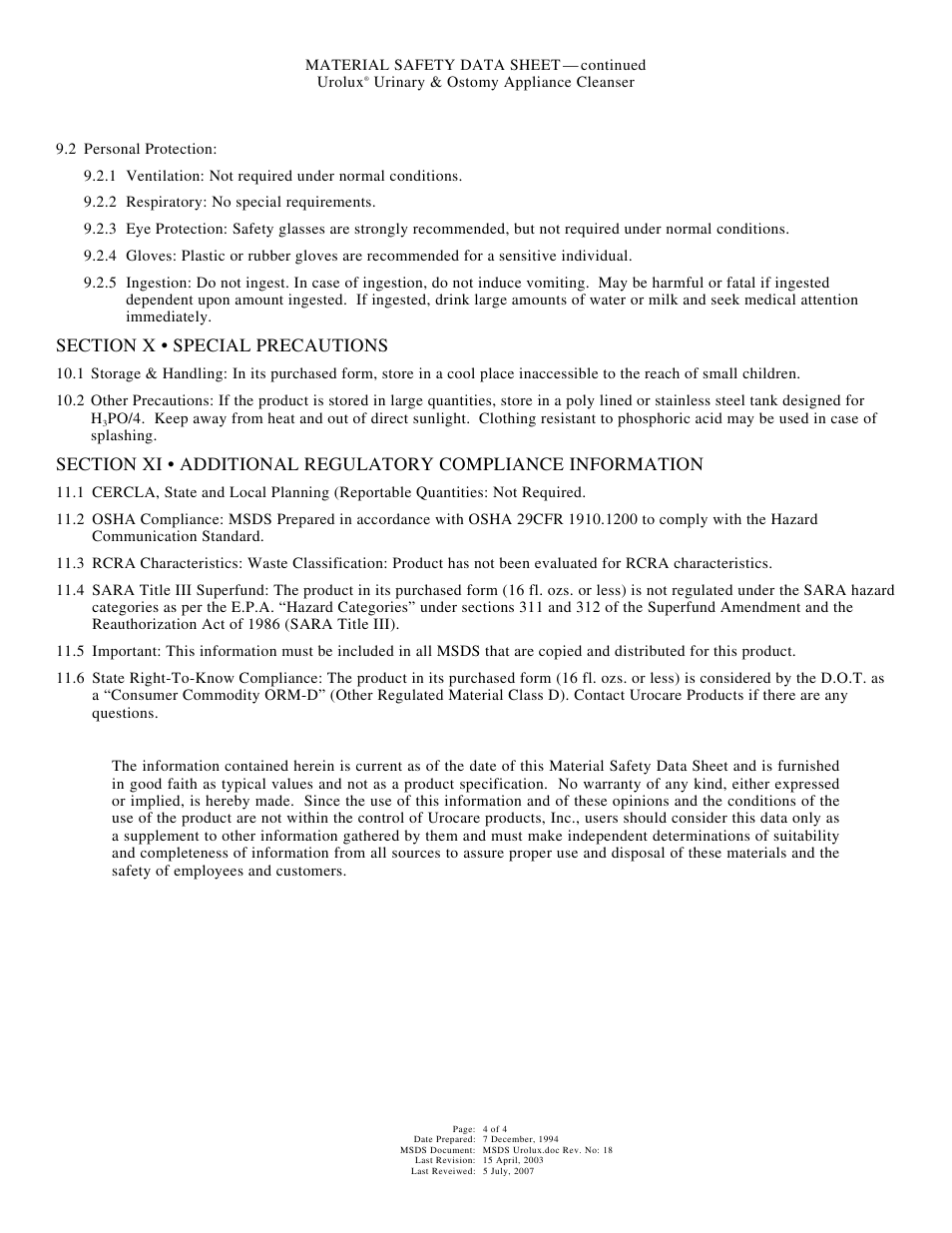 Activeforever Urocare Urolux Urinary & Ostomy Appliance Cleanser User Manual | Page 4 / 4