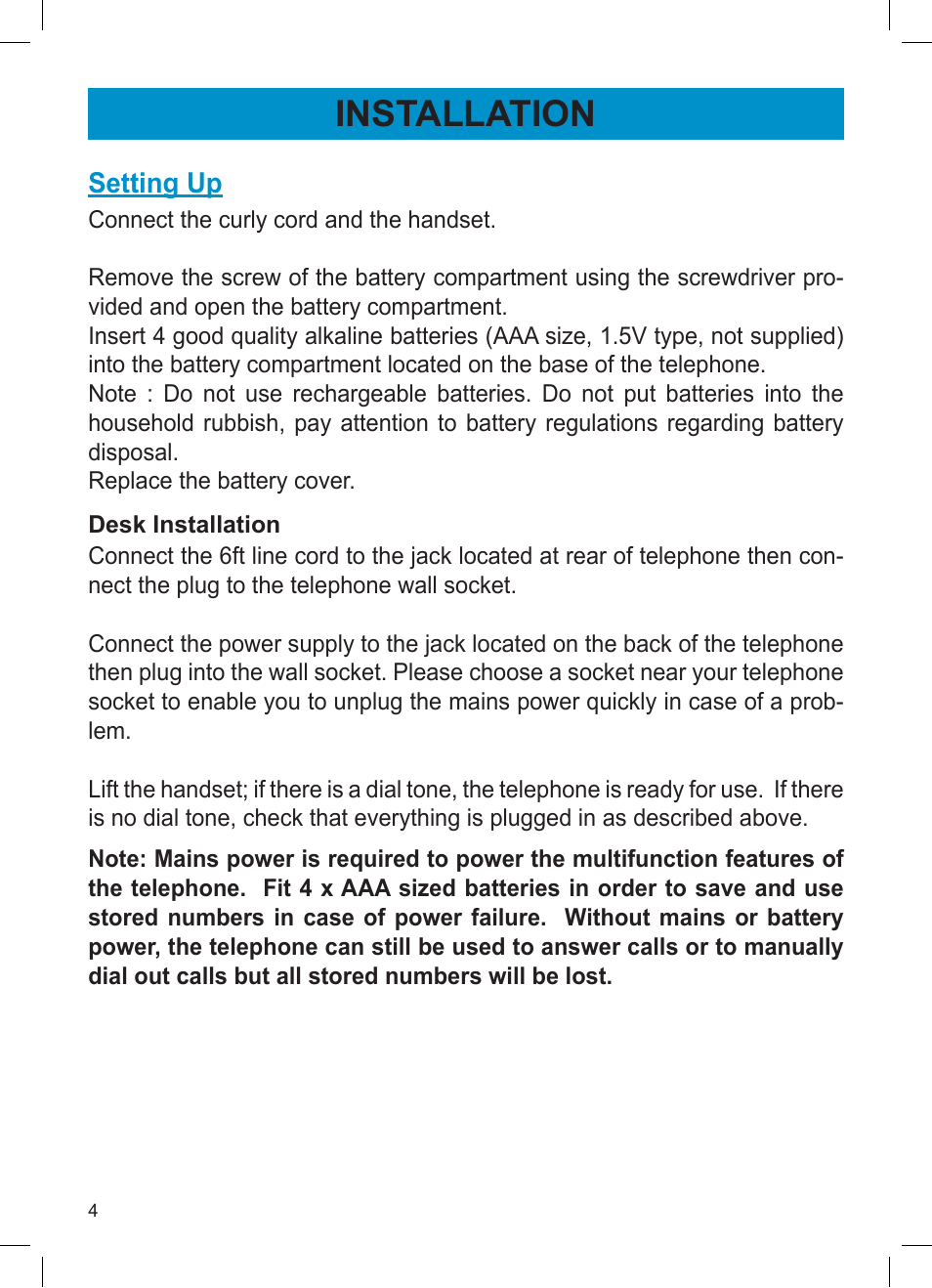Installation | Activeforever Geemarc AMPLI600 Emergency Response Phone User Manual | Page 4 / 47