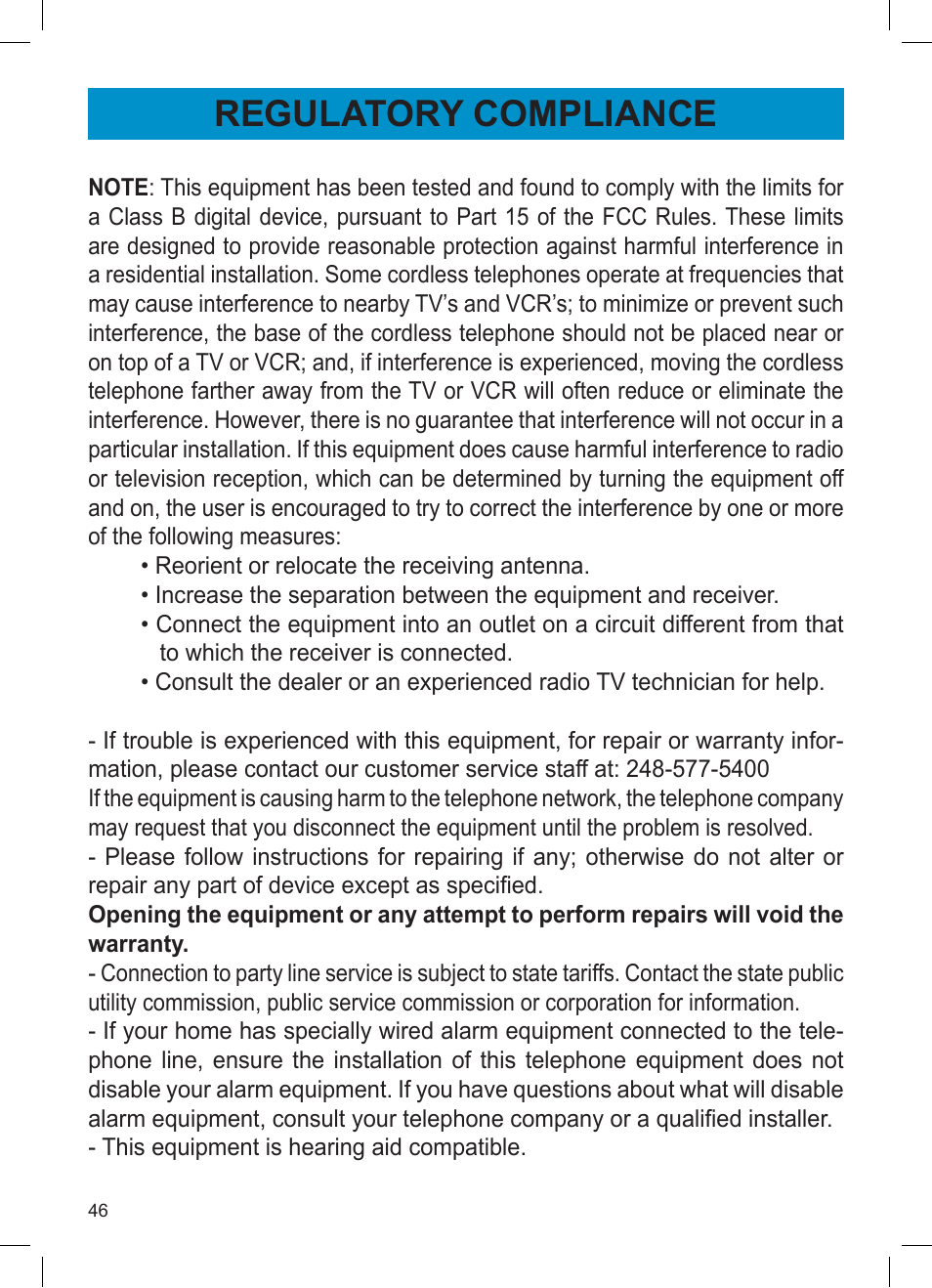 Regulatory compliance | Activeforever Geemarc AMPLI600 Emergency Response Phone User Manual | Page 46 / 47