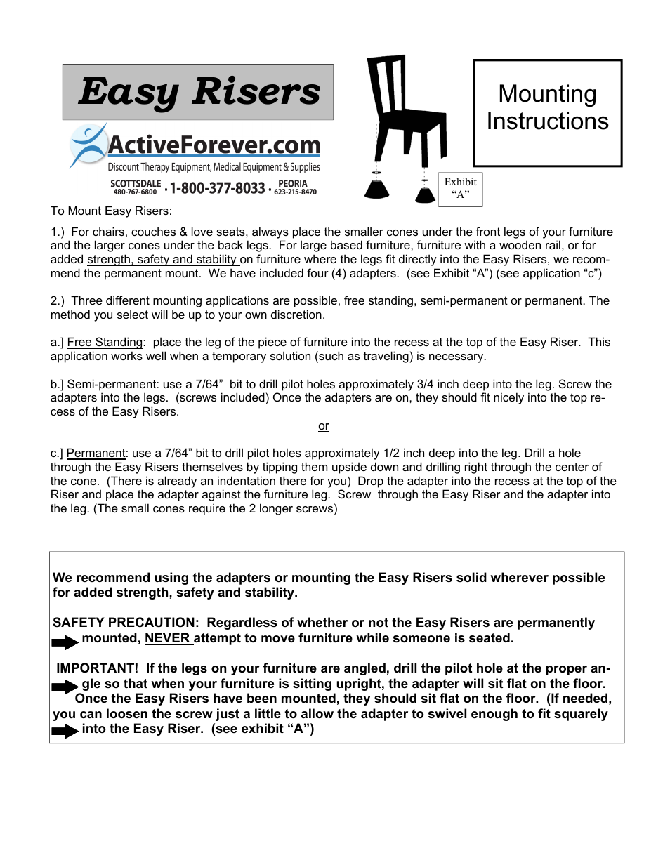 Activeforever Easy Risers 4 Pack User Manual | 1 page