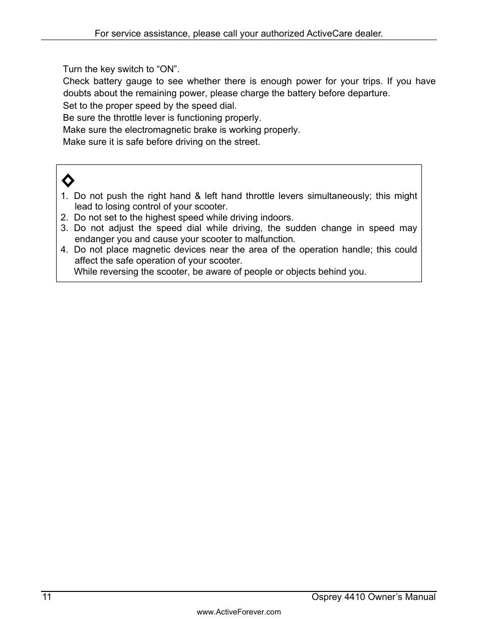 Activeforever ActiveCare Osprey 4410 Mobility Scooter User Manual | Page 12 / 24