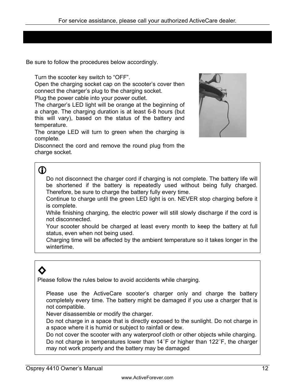 Batteries & charger | Activeforever ActiveCare Osprey 4410 Mobility Scooter User Manual | Page 13 / 24