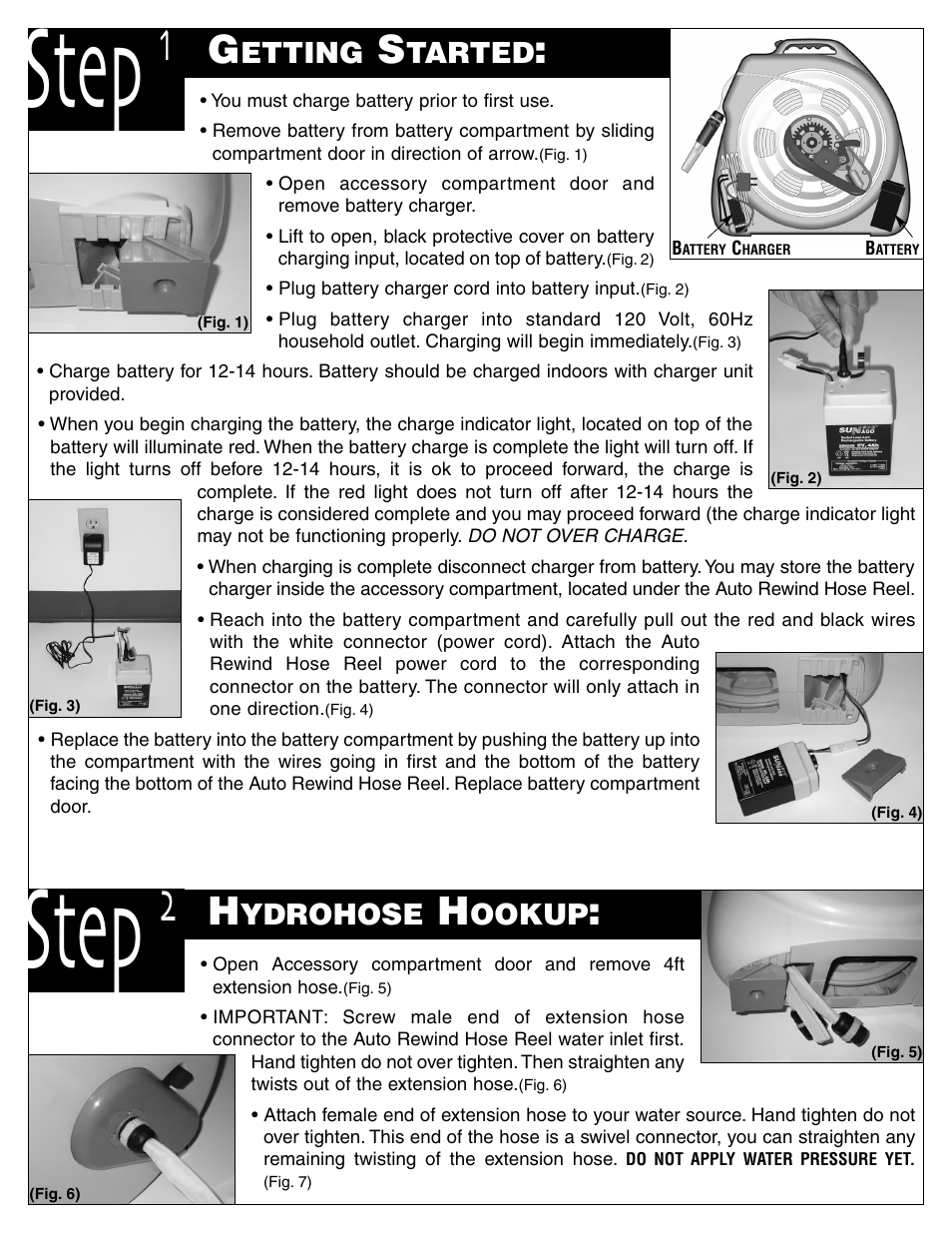Step, Etting, Tarted | Ydrohose, Ookup | Activeforever HydroHose Automatic Rewind 75ft Hose Reel User Manual | Page 3 / 6