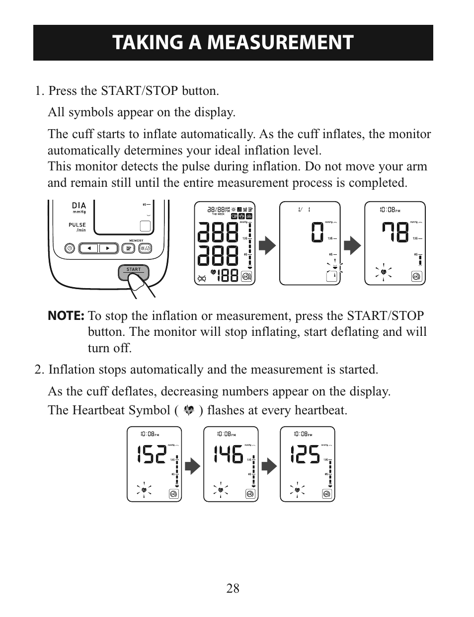 Taking a measurement | Activeforever Omron 7-Series Upper Arm Blood Pressure Monitor (7 Series) User Manual | Page 28 / 44