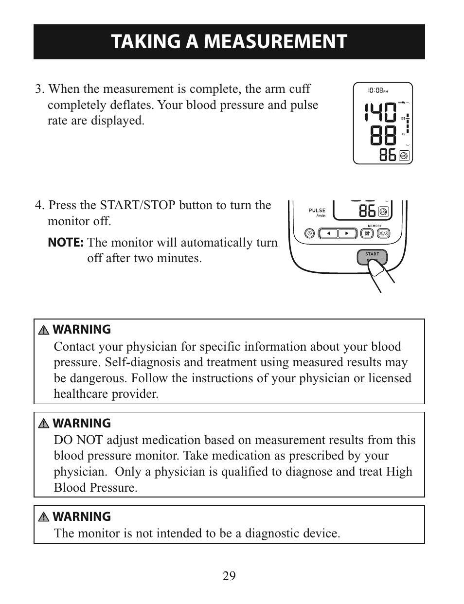Taking a measurement | Activeforever Omron 7-Series Upper Arm Blood Pressure Monitor (7 Series) User Manual | Page 29 / 44