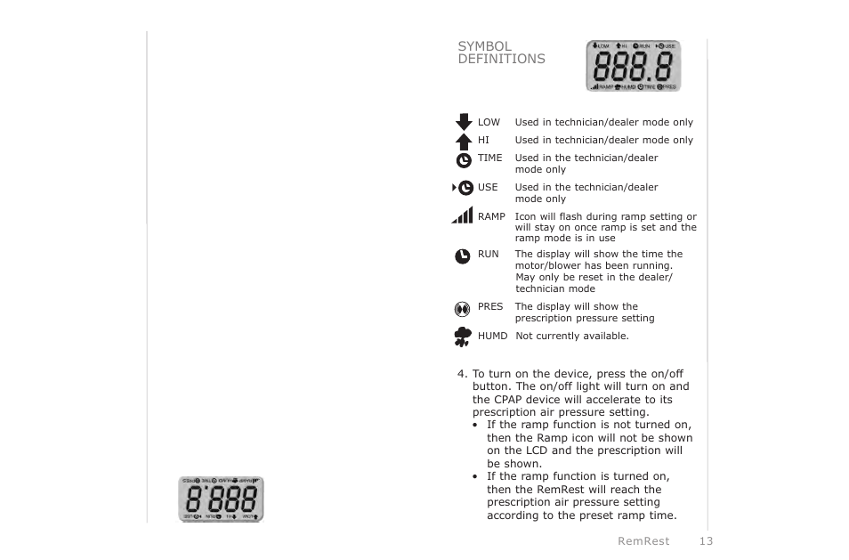 Symbol definitions | Activeforever RemRest 901 CPAP Machine User Manual | Page 13 / 24