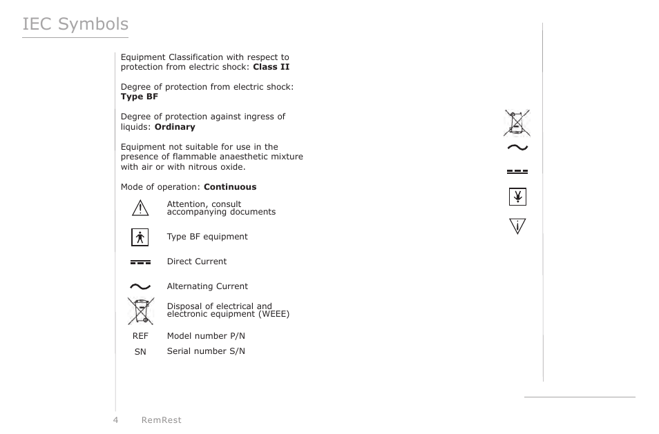 Iec symbols | Activeforever RemRest 901 CPAP Machine User Manual | Page 4 / 24