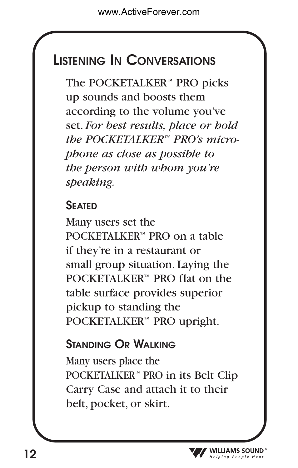 Activeforever Pocket Talker Pro System User Manual | Page 12 / 37