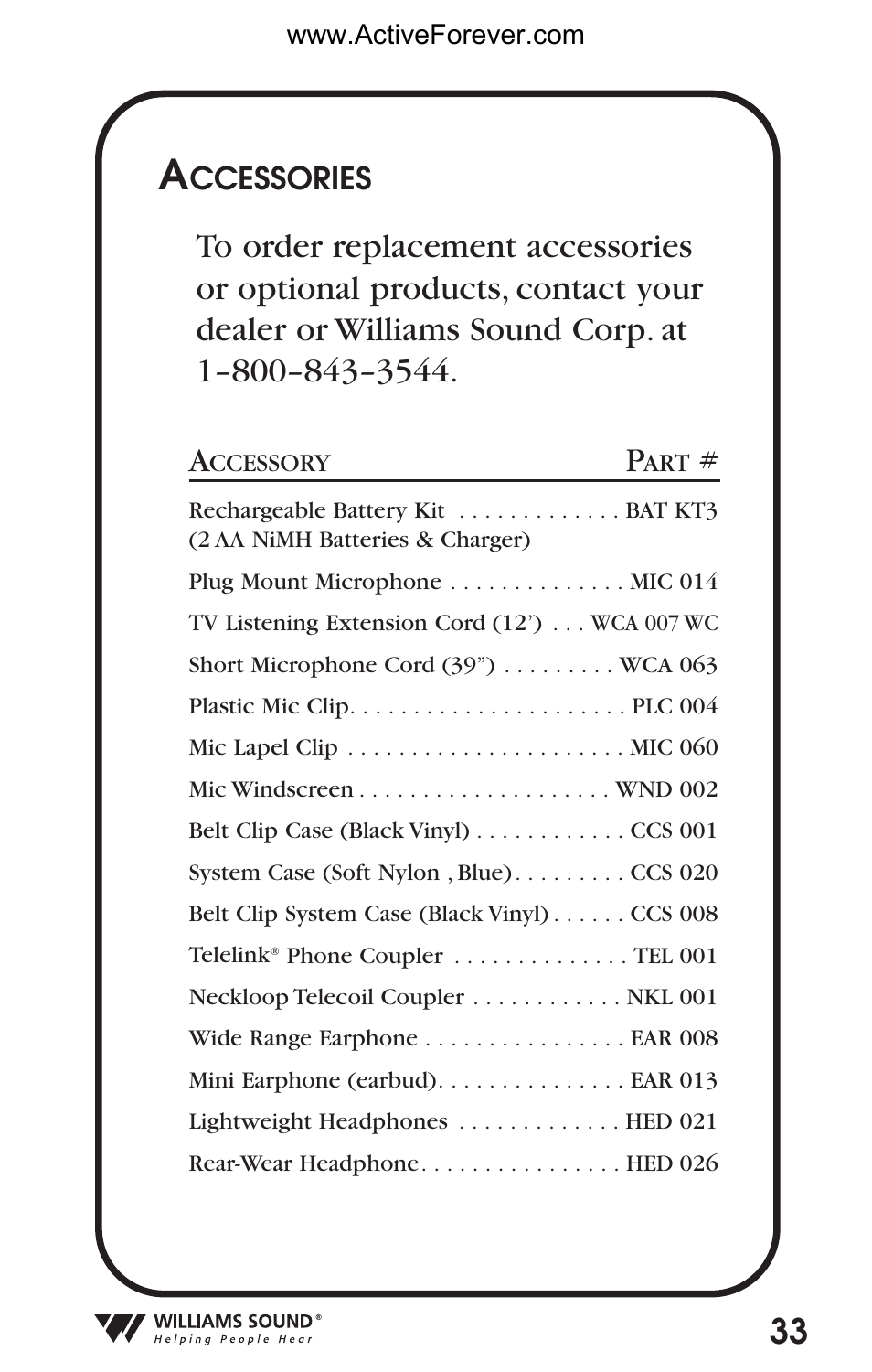 Ccessories | Activeforever Pocket Talker Pro System User Manual | Page 33 / 37