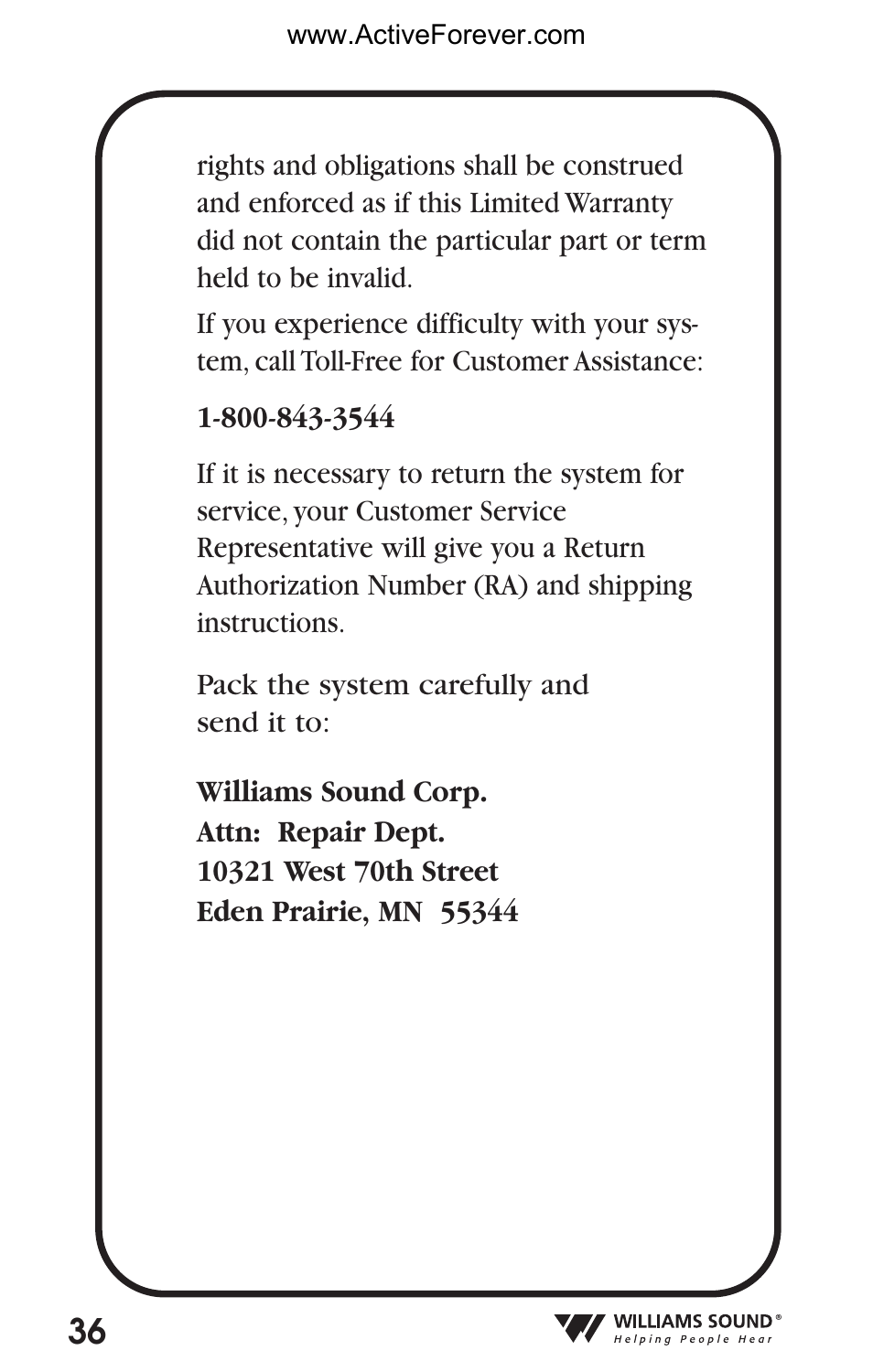 Activeforever Pocket Talker Pro System User Manual | Page 36 / 37