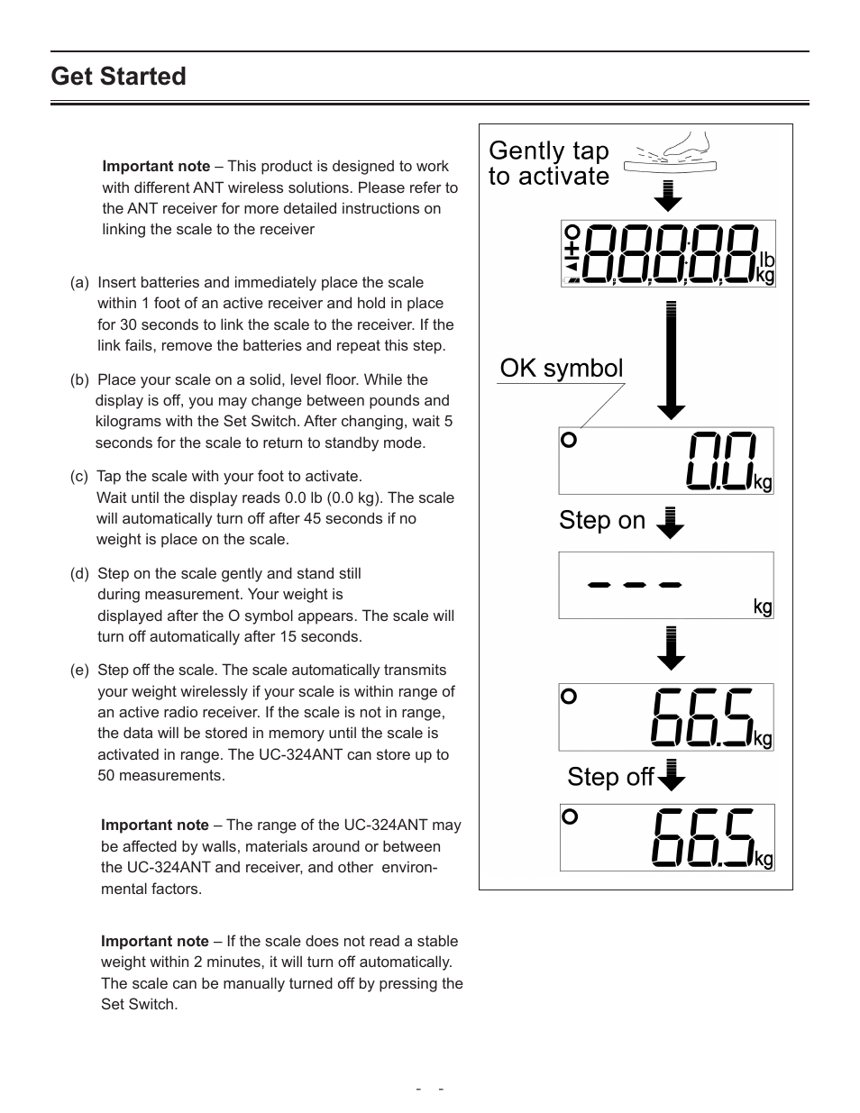 Get started | Activeforever A & D Wireless Precision Scale (Each) User Manual | Page 3 / 5