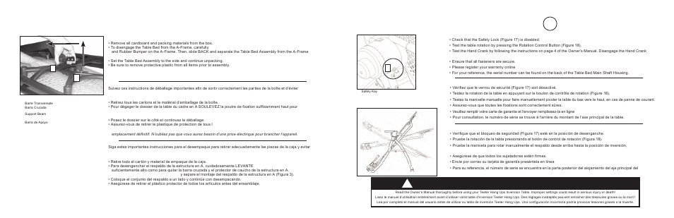 Unpacking / déballage / desempacar, Step / étape / paso 6, Warning / avertissement / advertencia | Activeforever Teeter Hang Ups Contour Power Inversion Table User Manual | Page 16 / 17