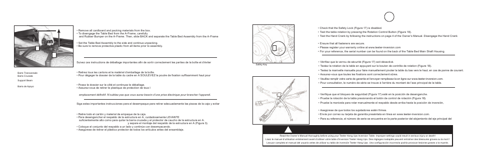 Unpacking / déballage / desempacar, Step / étape / paso 6, Warning / avertissement / advertencia | Activeforever Teeter Hang Ups Contour Power Inversion Table User Manual | Page 7 / 17