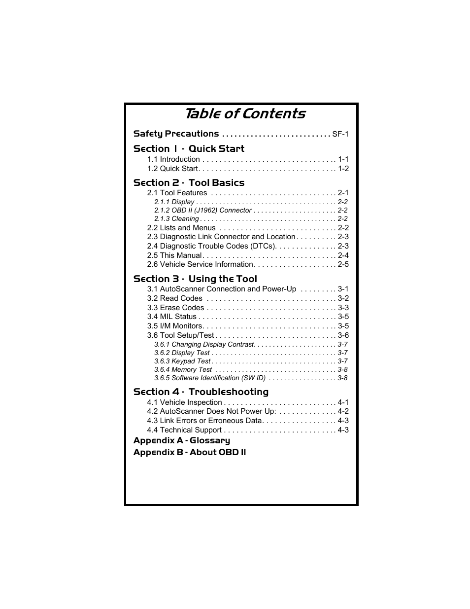 Actron CP9135 OBD II AutoScanner User Manual | Page 3 / 120