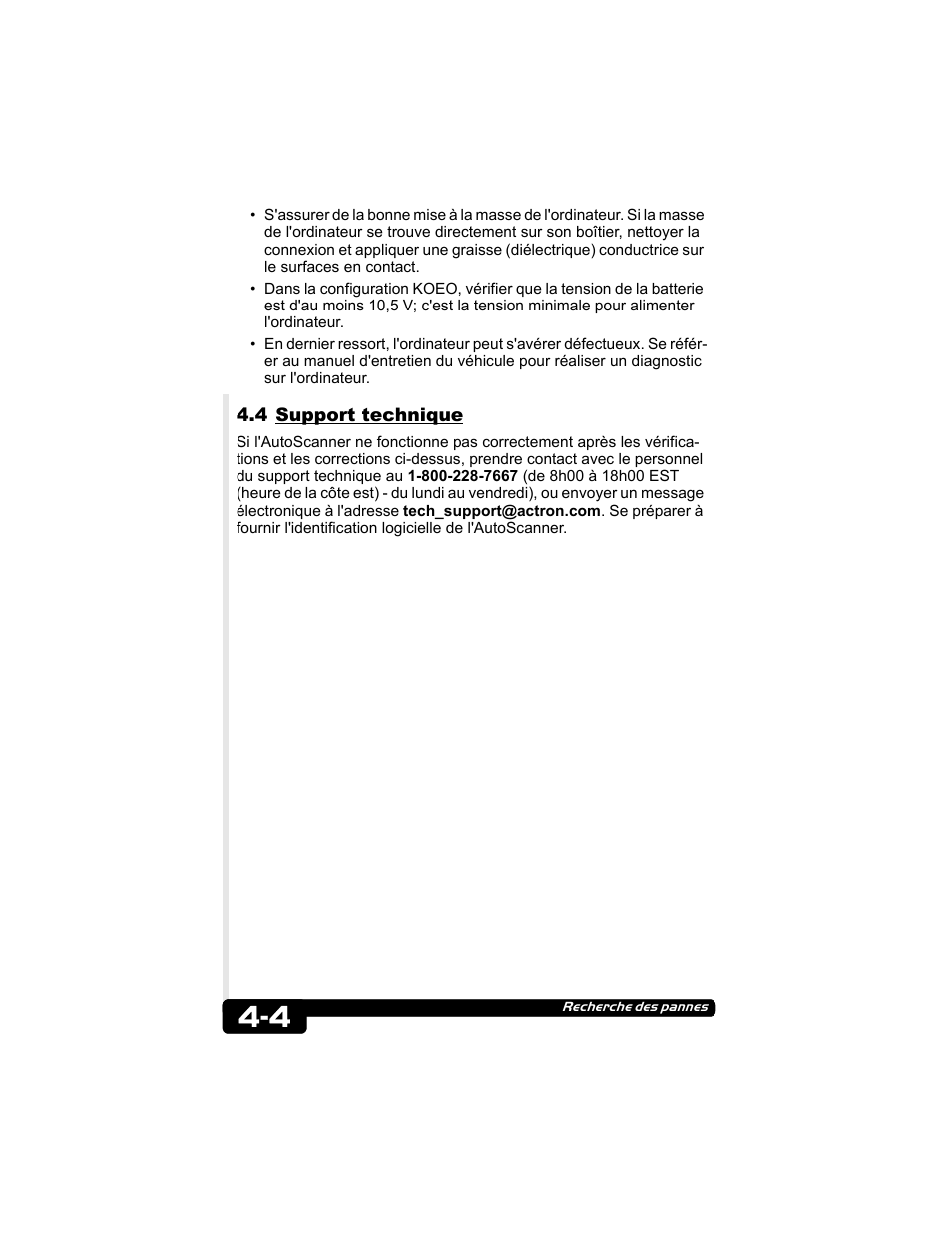 4 support technique | Actron CP9135 OBD II AutoScanner User Manual | Page 63 / 120