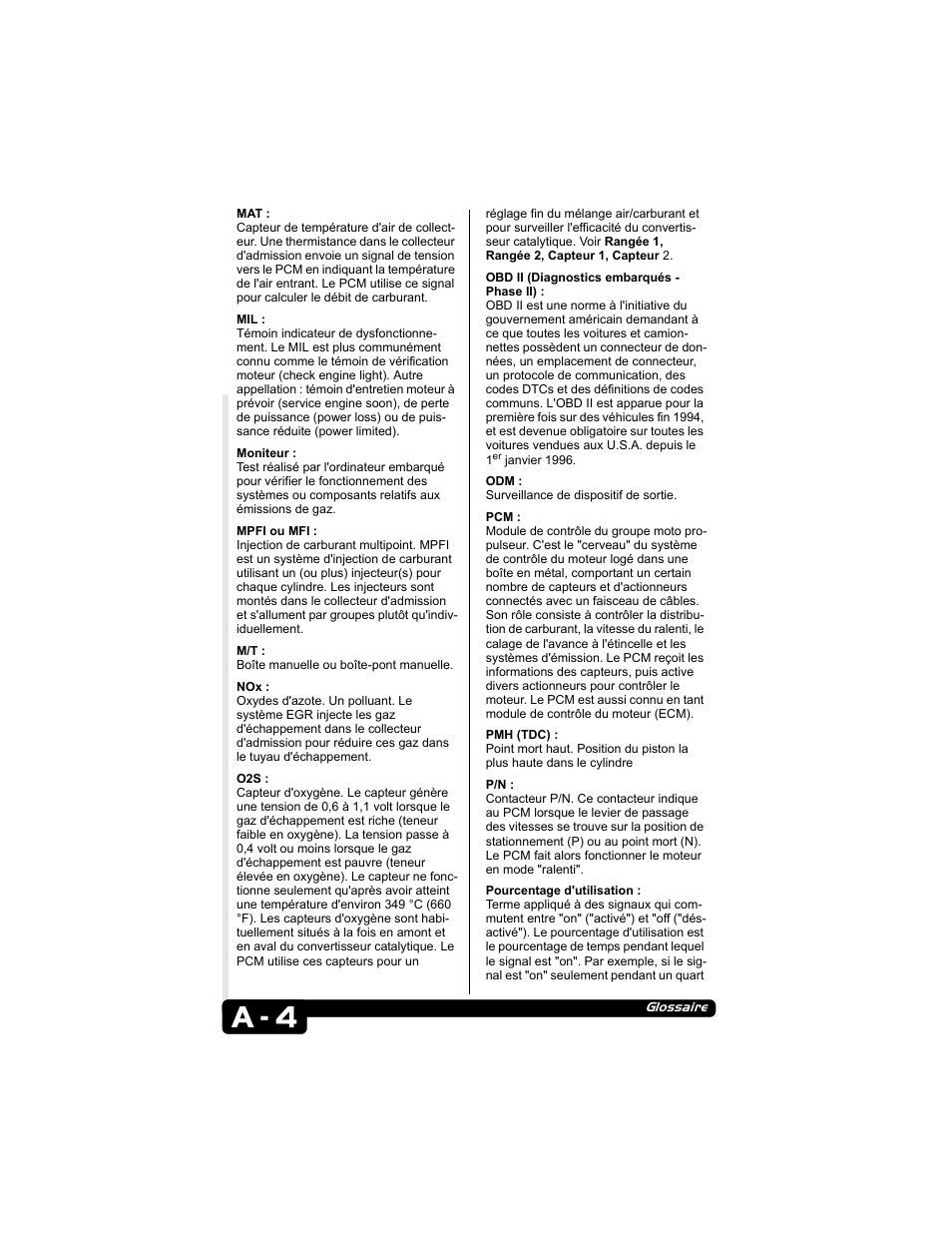 A - 4 | Actron CP9135 OBD II AutoScanner User Manual | Page 67 / 120