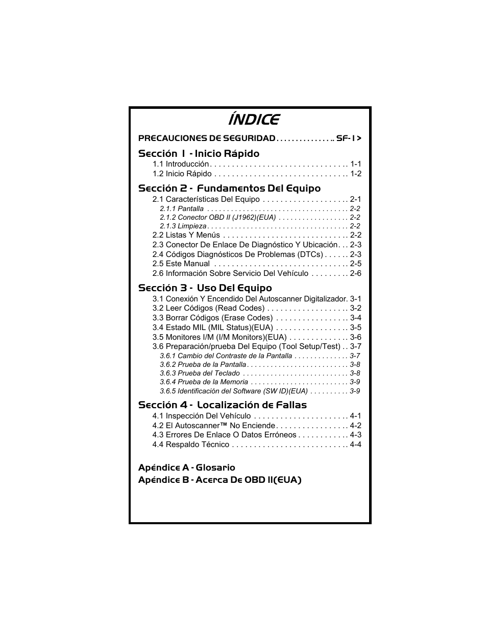 Índice | Actron CP9135 OBD II AutoScanner User Manual | Page 78 / 120