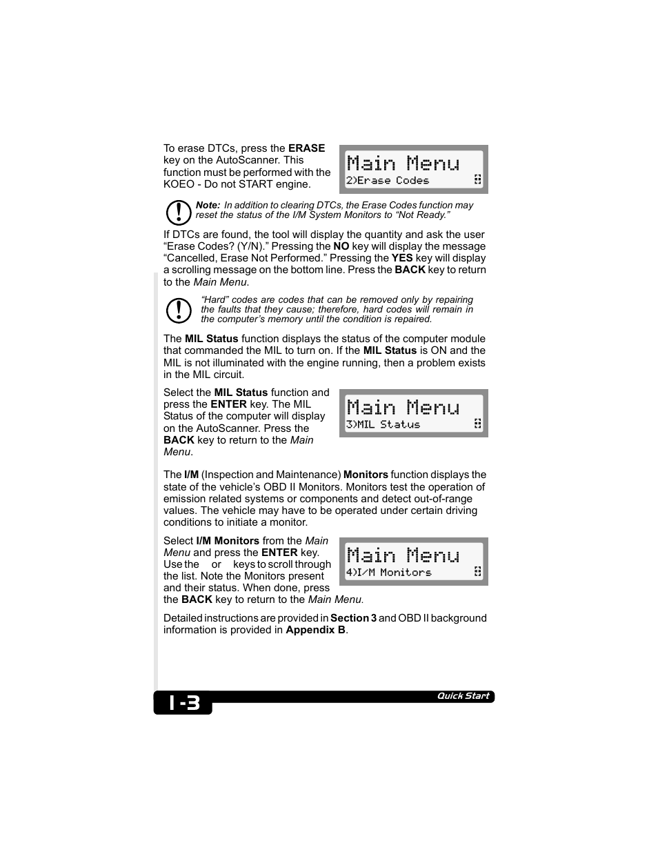 Main menu | Actron CP9135 OBD II AutoScanner User Manual | Page 8 / 120