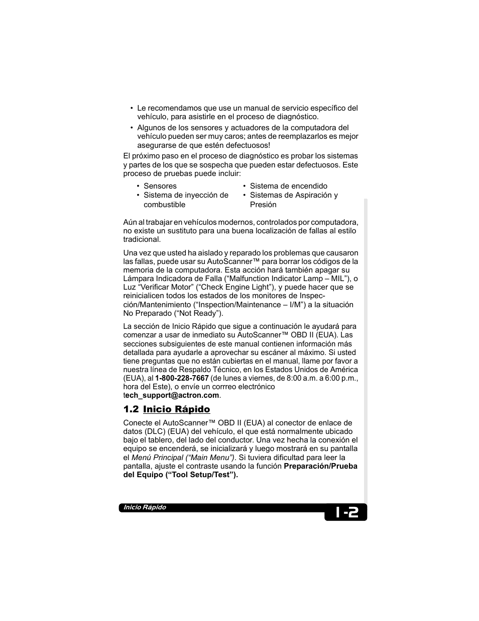 2 inicio rápido | Actron CP9135 OBD II AutoScanner User Manual | Page 82 / 120