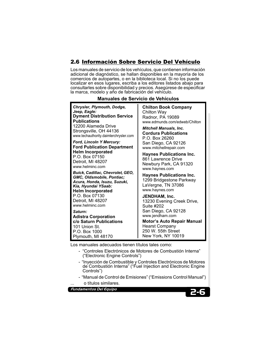 6 información sobre servicio del vehículo | Actron CP9135 OBD II AutoScanner User Manual | Page 90 / 120
