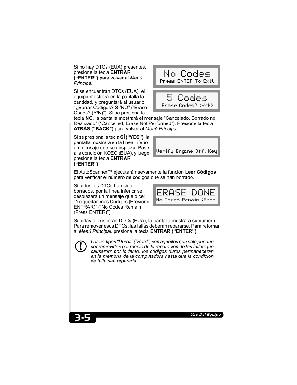 No codes, 5 codes, Erase done | Actron CP9135 OBD II AutoScanner User Manual | Page 95 / 120