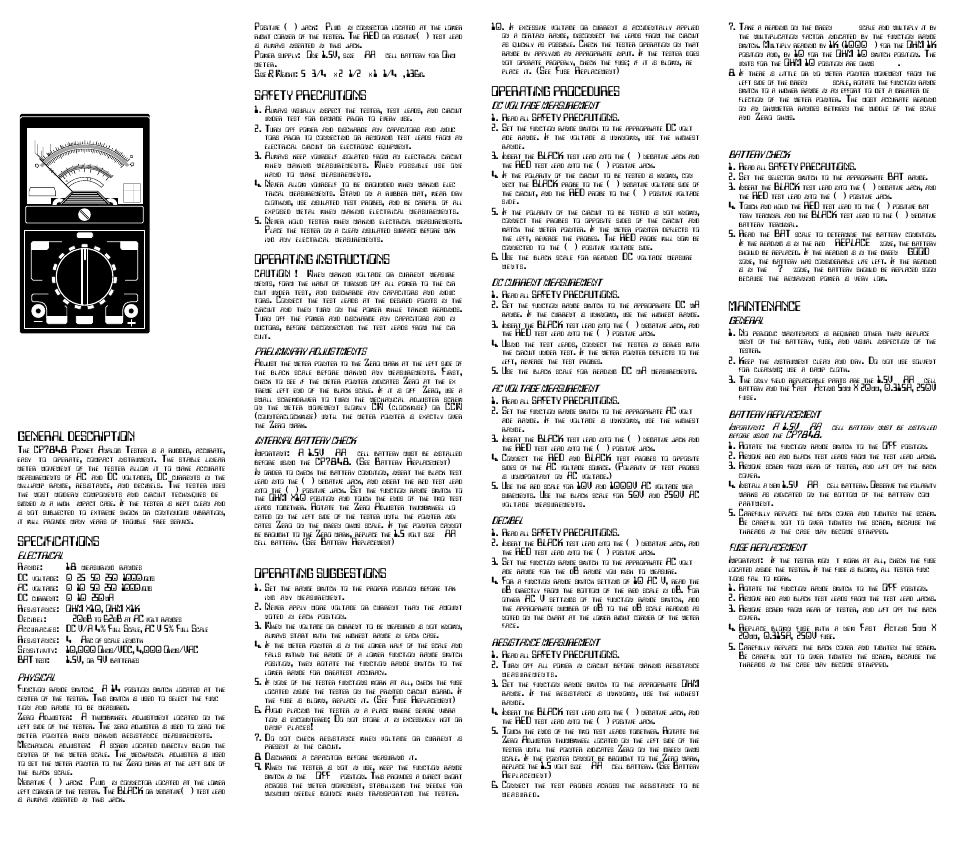 Actron Pocket Electrical Tester CP7848 User Manual | 2 pages